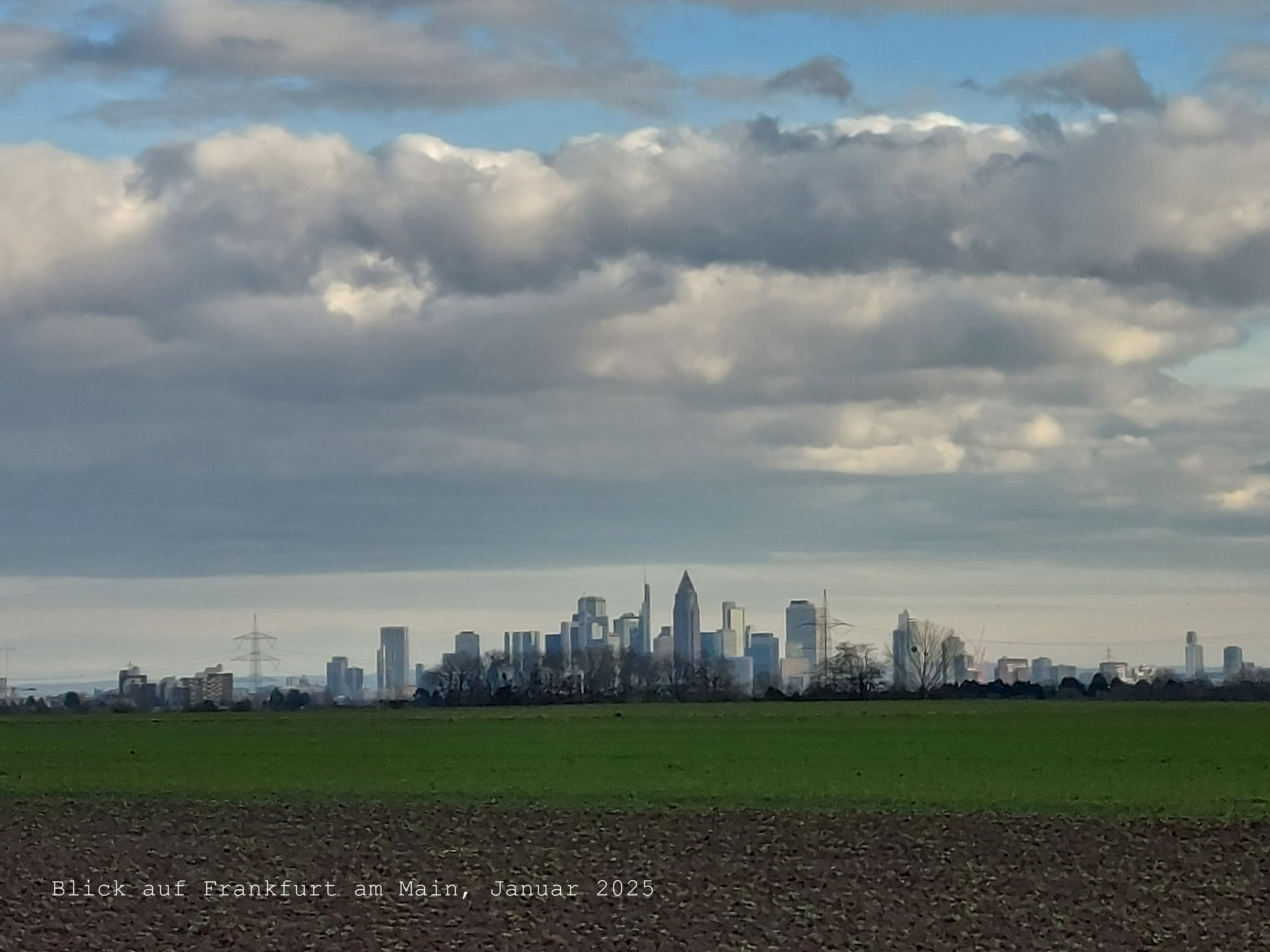 View of the silhouette of Frankfurt, January 2025