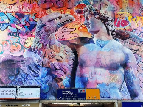 Mural in the station concourse in Heidelberg