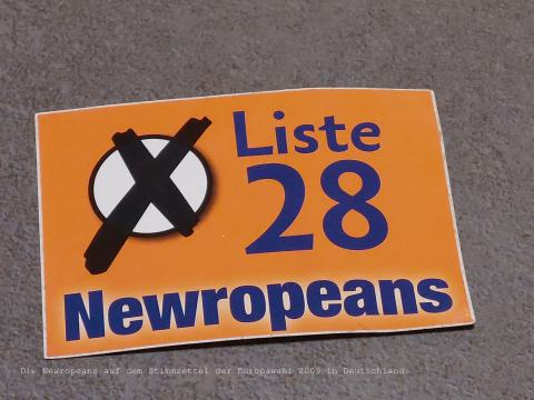 On the German ballot paper for the 2009 European elections, the Newropeans were listed as number 28.